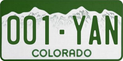 CO license plate 001YAN