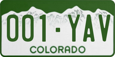 CO license plate 001YAV