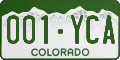 CO license plate 001YCA