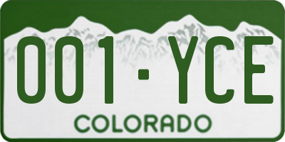 CO license plate 001YCE