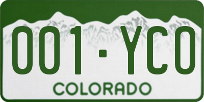 CO license plate 001YCO