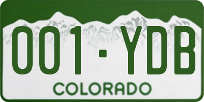 CO license plate 001YDB