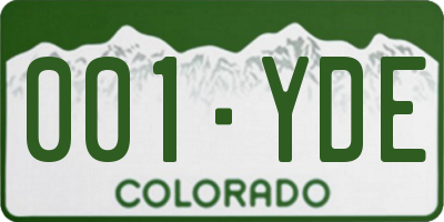 CO license plate 001YDE