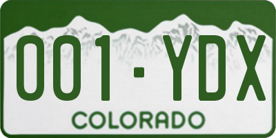 CO license plate 001YDX