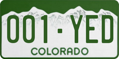 CO license plate 001YED