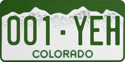 CO license plate 001YEH