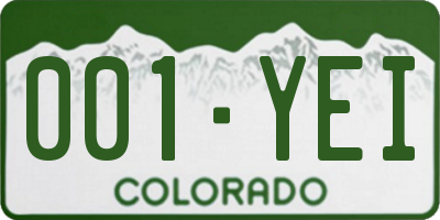 CO license plate 001YEI