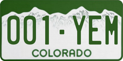 CO license plate 001YEM