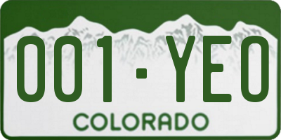 CO license plate 001YEO