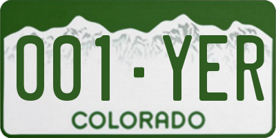 CO license plate 001YER