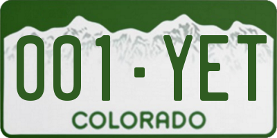 CO license plate 001YET