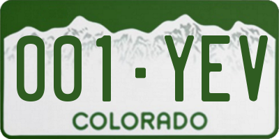 CO license plate 001YEV