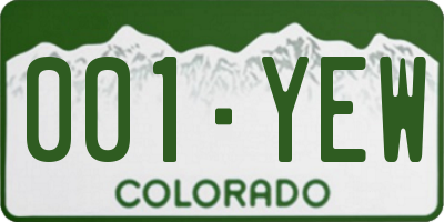 CO license plate 001YEW