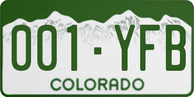 CO license plate 001YFB