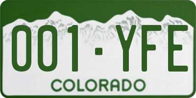 CO license plate 001YFE