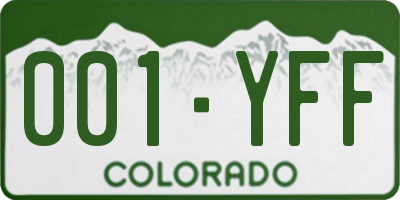 CO license plate 001YFF