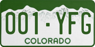 CO license plate 001YFG