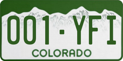 CO license plate 001YFI