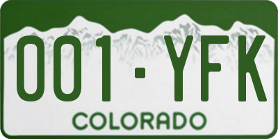 CO license plate 001YFK