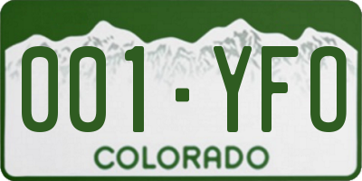 CO license plate 001YFO