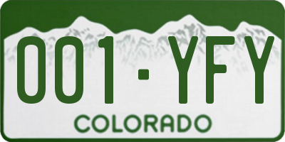 CO license plate 001YFY