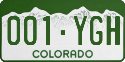 CO license plate 001YGH