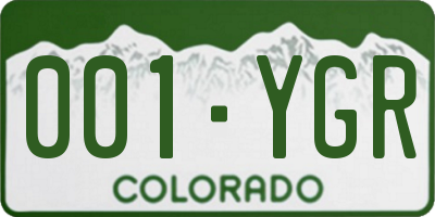 CO license plate 001YGR