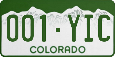 CO license plate 001YIC