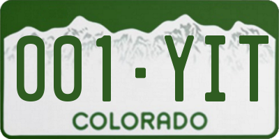 CO license plate 001YIT
