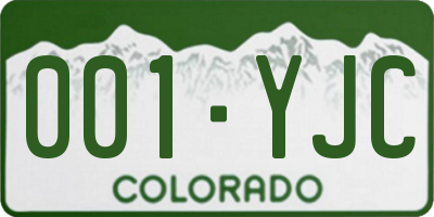 CO license plate 001YJC