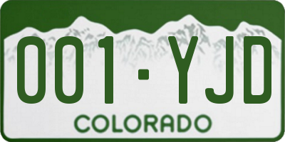 CO license plate 001YJD