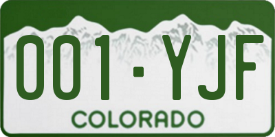 CO license plate 001YJF