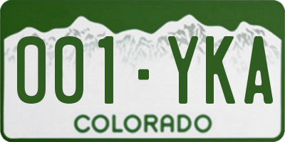 CO license plate 001YKA