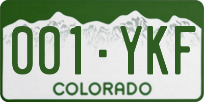 CO license plate 001YKF