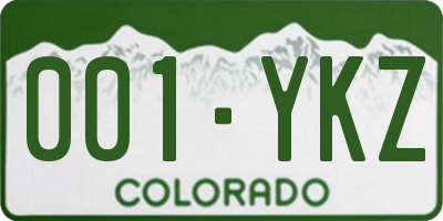 CO license plate 001YKZ