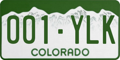 CO license plate 001YLK