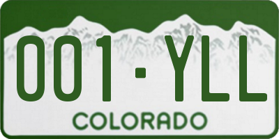 CO license plate 001YLL