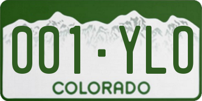 CO license plate 001YLO