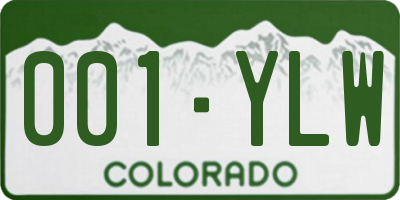 CO license plate 001YLW