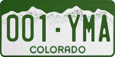 CO license plate 001YMA