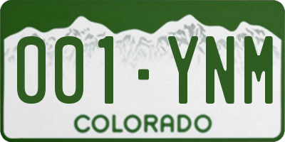 CO license plate 001YNM