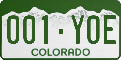 CO license plate 001YOE