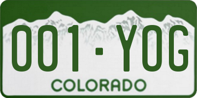 CO license plate 001YOG