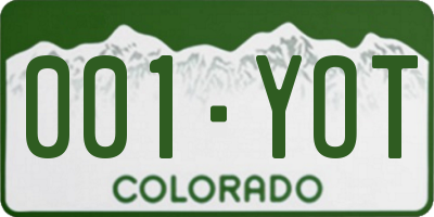 CO license plate 001YOT