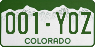 CO license plate 001YOZ