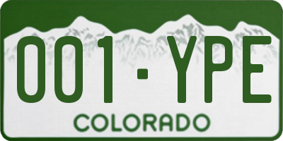 CO license plate 001YPE