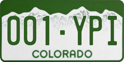 CO license plate 001YPI