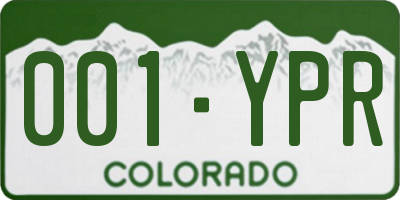 CO license plate 001YPR