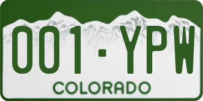 CO license plate 001YPW