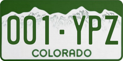 CO license plate 001YPZ